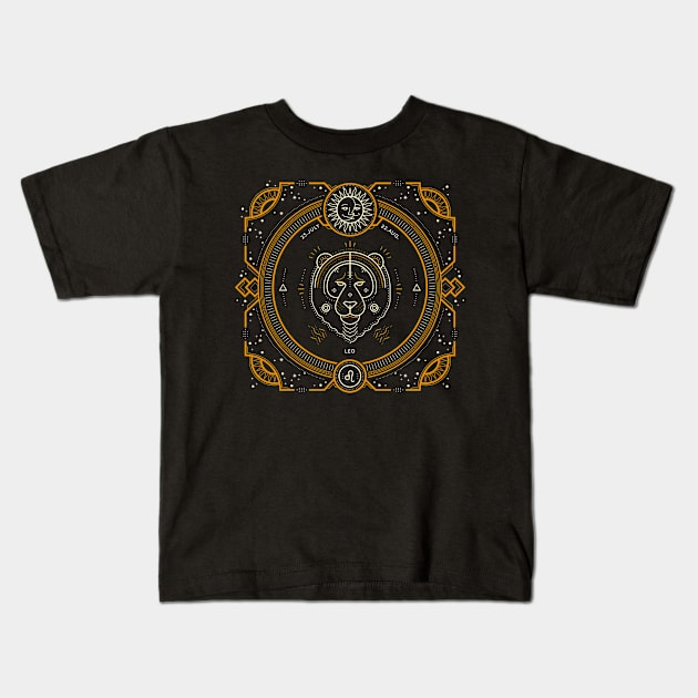 Leo Sacred Symbol Kids T-Shirt by DISOBEY